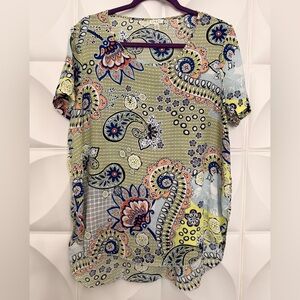 Spense Multicolor Paisley Short Sleeve Top